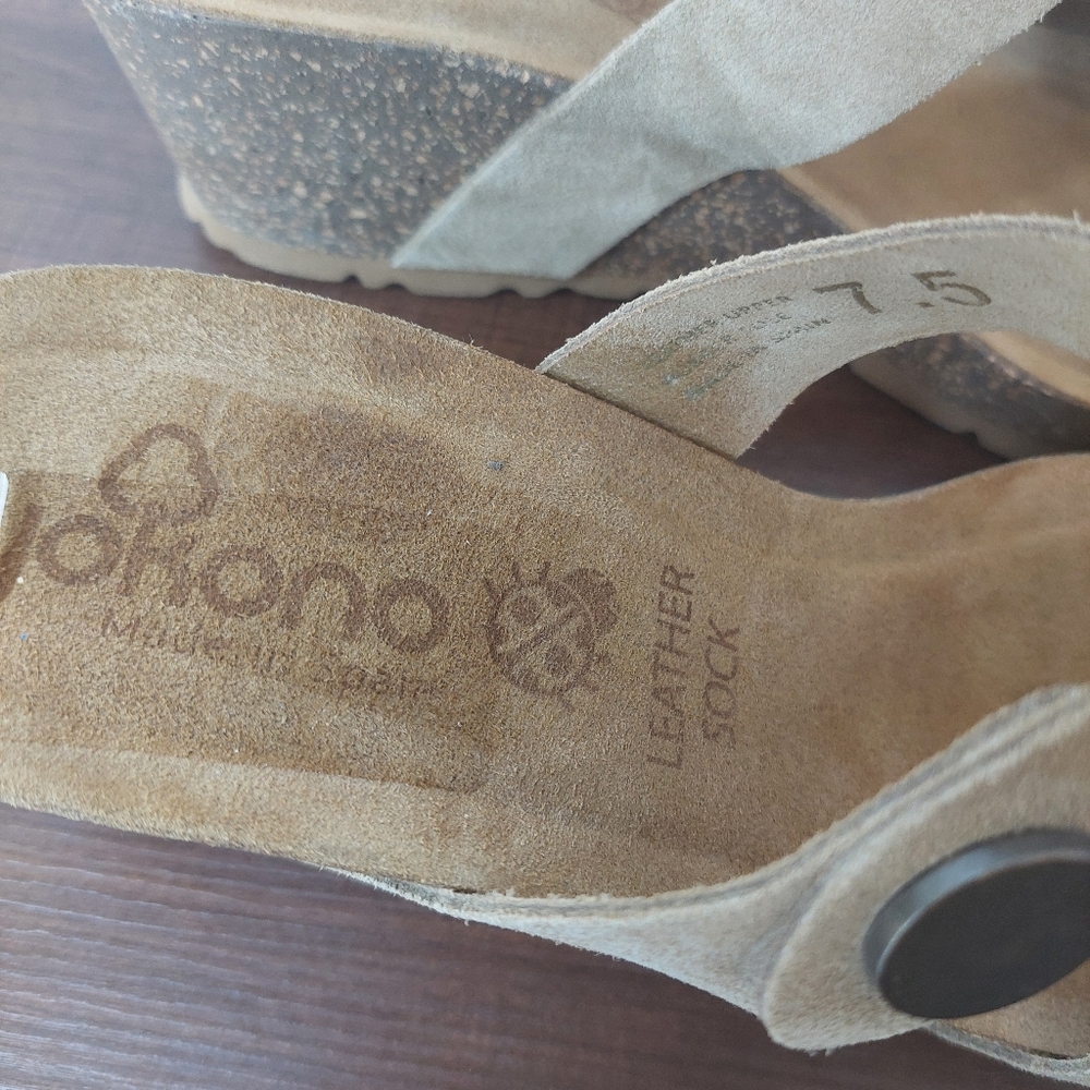 Yokono Leather Cork Wedge Sandals Size 7.5 - Picture 3 of 8